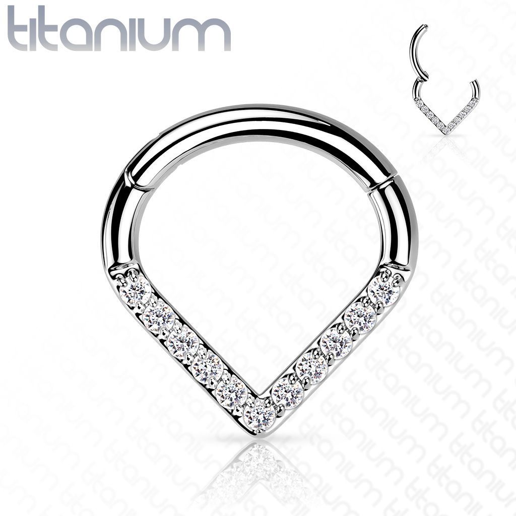 Piercing se zirkony - septum  helix  cartilage TITAN, 1,2 x 8 mm