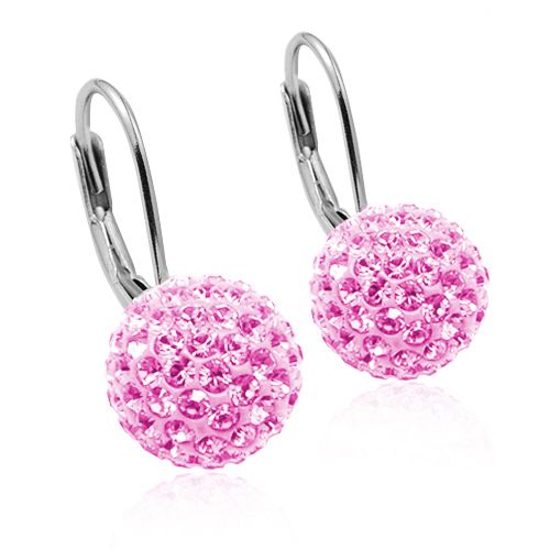 NUBIS Stříbrné náušnice koule 8 mm s krystaly Crystals from Swarovski Light Rose - NBS001-LR