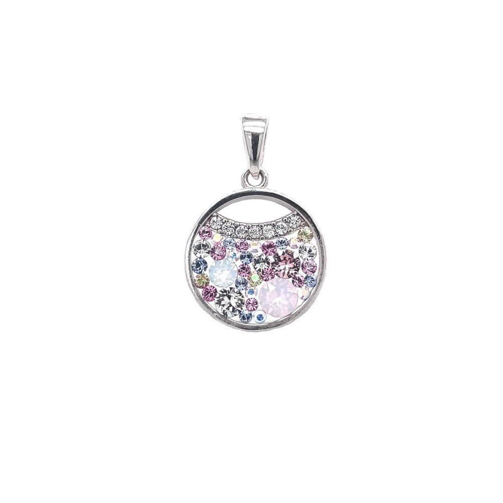 Evolution Group Stříbrný přívěšek s krystaly Swarovski růžový kruh 34257.3 magic rose