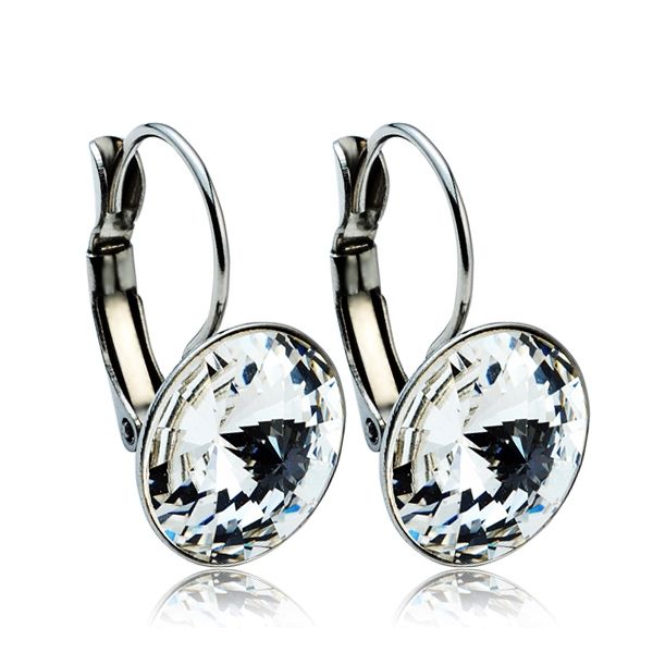 NUBIS Ocelové náušnice s krystaly Swarovski 12 mm, CRYSTAL - NBS12-CR