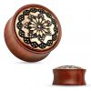 Dřevěný plug do ucha Rose Wood s ornamenty (6 mm)