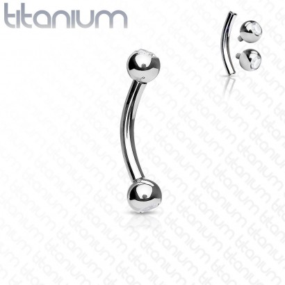 Piercing banánek vnitřní závit, zirkon - TITAN (1,6 x 12 mm)