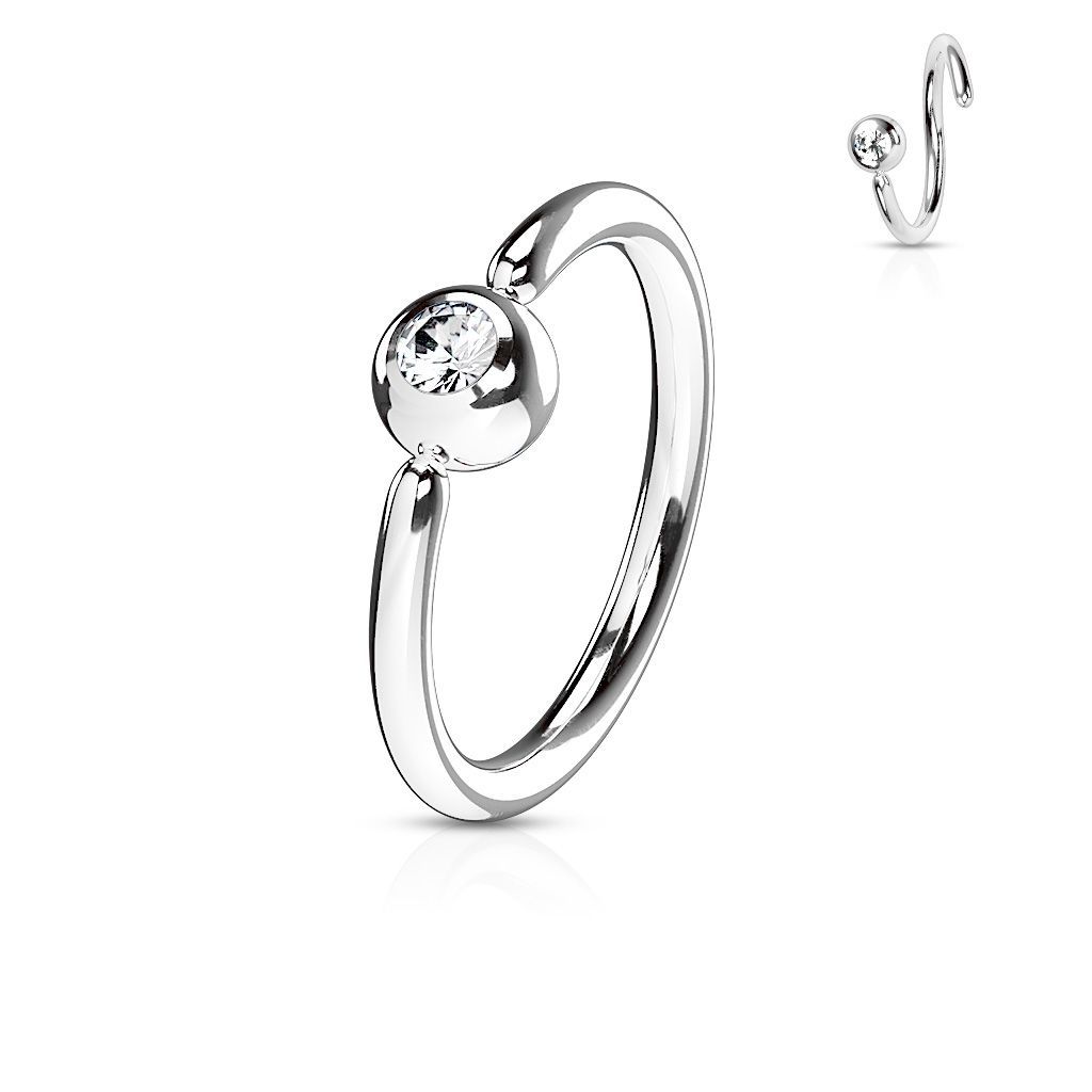 Šperky4U Piercing - kruh, kulička se zirkonem (1,2 x 8 mm) - K1016-12083