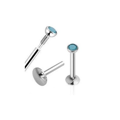 Piercing do brady - labreta, opalit modrý (1,2 x 8 mm)