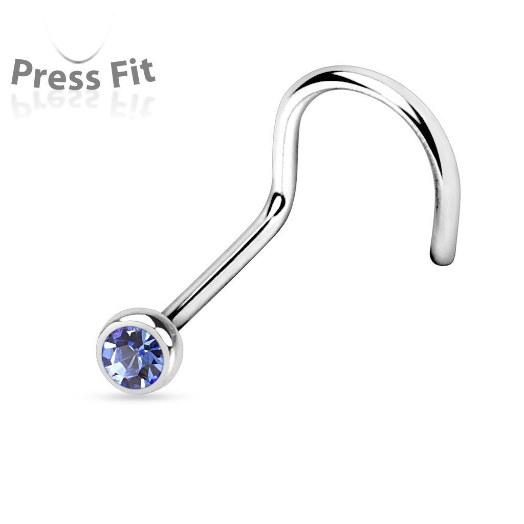 MARRE Zahnutý piercing do nosu, zirkon 2,5 mm (světle modrá) - N1122LB-025