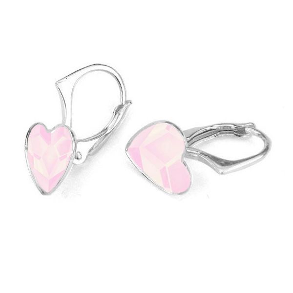 NUBIS Stříbrné náušnice se srdcem Crystals from Swarovski Powder Rose - NB-0202-PR