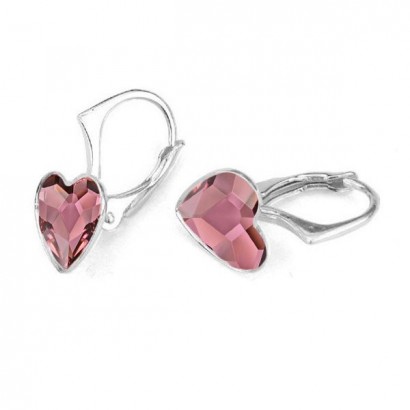 Stříbrné náušnice se srdcem Crystals from Swarovski® Antique Pink