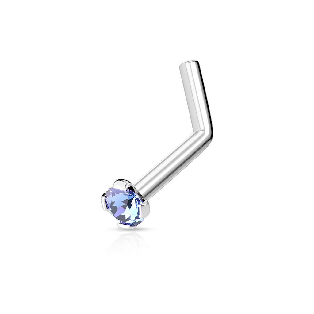 Šperky4U Zahnutý piercing do nosu 2mm zirkon (modrá) - N01152-B