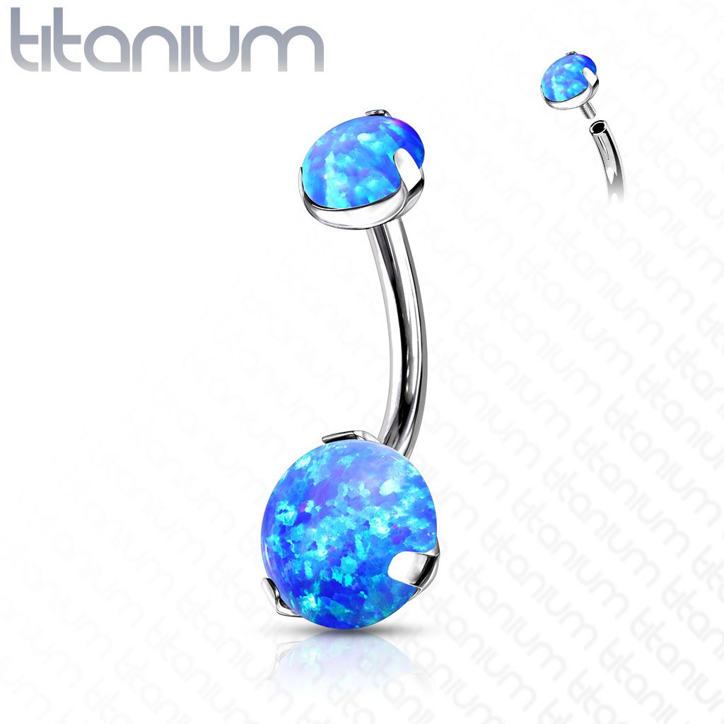 Šperky4U Piercing do pupíku - TITAN (modrá) - TIT1145-OP05