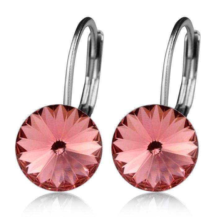 NUBIS Ocelové náušnice s krystaly Swarovski ROSE PEACH - NBS08-RP