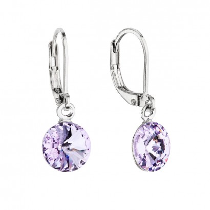 Náušnice bižuterie visací s krystalem Swarovski fialové kulaté 51080.3 violet