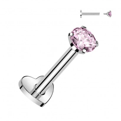 Piercing do brady TITAN, růžový kámen (1,2 x 8 mm)