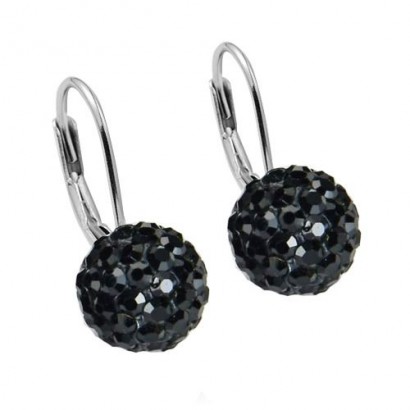 Stříbrné náušnice s krystaly Crystals from Swarovski® Black Jet