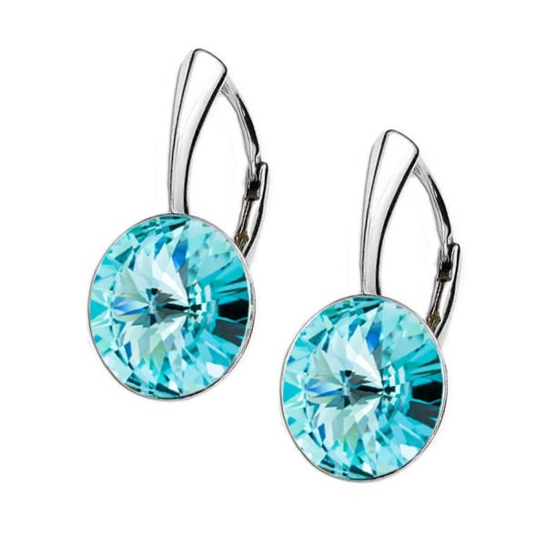 NUBIS Stříbrné náušnice Crystals from Swarovski, Aquamarine - NBP140-AQ