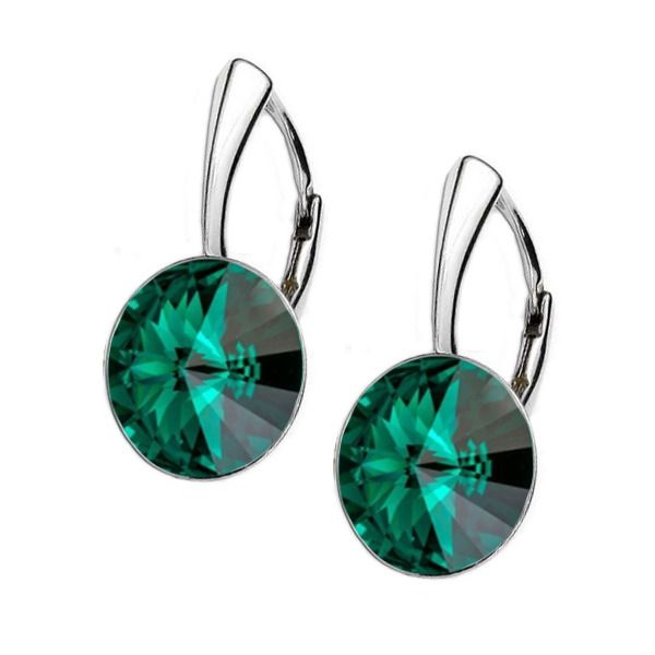 NUBIS Stříbrné náušnice Crystals from Swarovski, Emerald - NBP140-EM