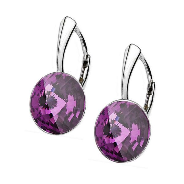 NUBIS Stříbrné náušnice Crystals from Swarovski, Amethyst - NBP140-AM