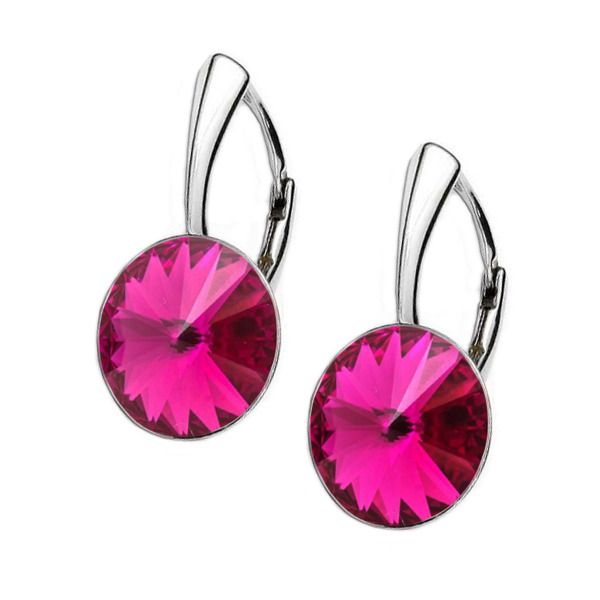 NUBIS Stříbrné náušnice Crystals from Swarovski, Fuchsia - NBP140-FU