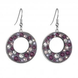 Náušnice bižuterie se Swarovski krystaly fialové kulaté 51040.3 plum