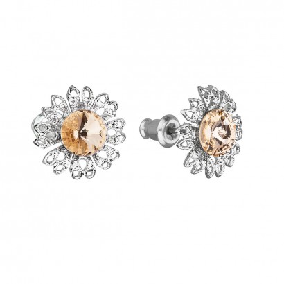 Náušnice bižuterie se Swarovski krystaly oranžová kytička 51042.3 light peach