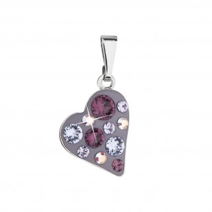 Přívěsek bižuterie se Swarovski krystaly fialové srdce 54027.3 plum