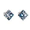 Stříbrné náušnice pecka s krystaly Swarovski modrý kosočtverec 31169.3 blue style