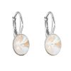 Stříbrné náušnice visací s krystaly Swarovski bílý ovál 31276.4 light grey delite