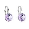 Stříbrné náušnice visací s krystaly Swarovski fialové kulaté 31229.3 violet