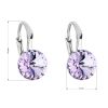 Stříbrné náušnice visací s krystaly Swarovski fialové kulaté 31229.3 violet