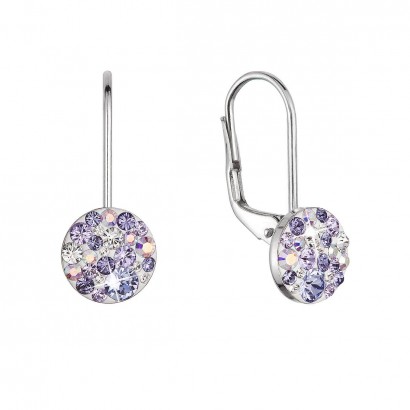 Stříbrné náušnice visací s krystaly Swarovski fialové malé 31321.3 violet