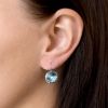 Stříbrné náušnice visací s krystaly Swarovski modré kulaté 31106.3 aquamarine