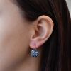 Stříbrné náušnice visací s krystaly Swarovski modré kulaté 31176.3 blue style