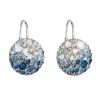 Stříbrné náušnice visací s krystaly Swarovski modré kulaté 31176.3 ice blue