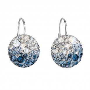 Stříbrné náušnice visací s krystaly Swarovski modré kulaté 31176.3 ice blue