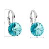 Stříbrné náušnice visací s krystaly Swarovski modré kulaté 31229.3 light turquoise