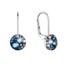 Stříbrné náušnice visací s krystaly Swarovski modré malé 31321.3 blue style