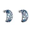 Stříbrné náušnice visací s krystaly Swarovski modré půlkruh 31164.3 blue style