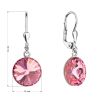 Stříbrné náušnice visací s krystaly Swarovski růžové kulaté 71144.3 rose