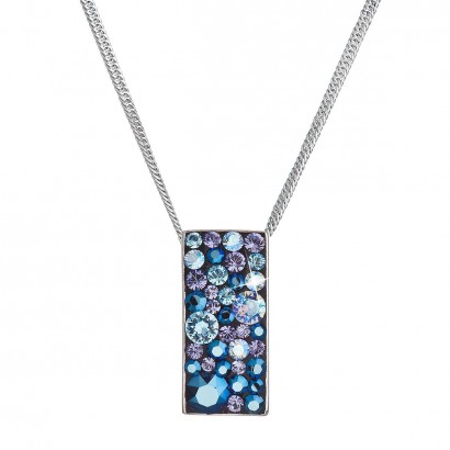 Stříbrný náhrdelník se Swarovski krystaly modrý obdélník 32074.3 blue style