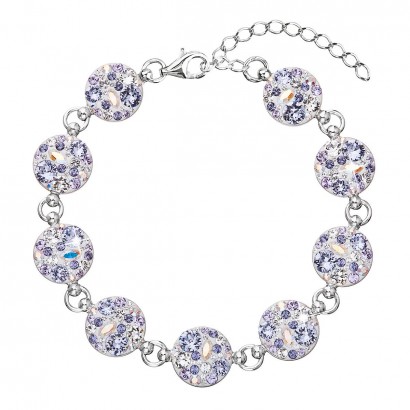 Stříbrný náramek se Swarovski krystaly fialový 33048.3