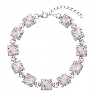 Stříbrný náramek se Swarovski krystaly růžový 33047.3