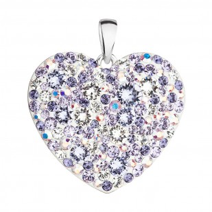 Stříbrný přívěsek s krystaly Swarovski mix barev srdce 34243.3 violet