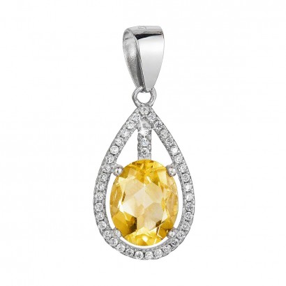 Stříbrný přívěsek slza žlutý zirkon 14034.3 citrine