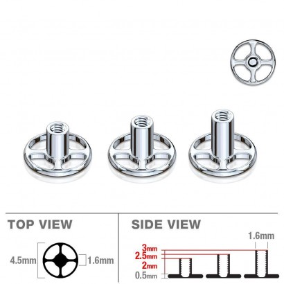 Microdermal base - kotva TITAN, závit 1,6 mm (výška 2,5 mm)