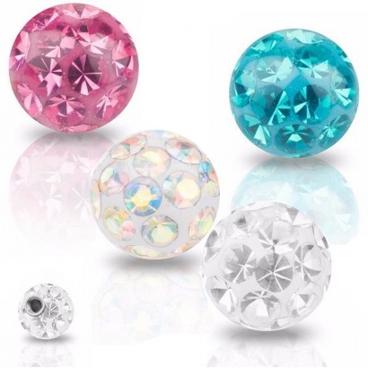 Náhradní kulička s krystaly Swarovski®, 8 mm, závit 1,6 mm (čirá)