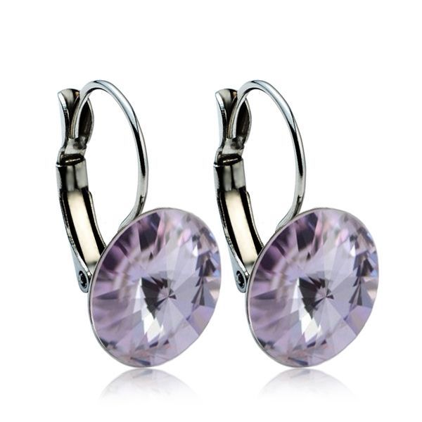 NUBIS Ocelové náušnice s krystaly Swarovski 12 mm, VIOLET - NBS12-VI