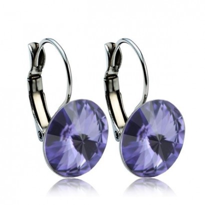 Ocelové náušnice s krystaly Swarovski® 12 mm, TANZANITE