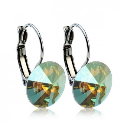 Ocelové náušnice s krystaly Swarovski® 12 mm, IRIDESCENT GREEN