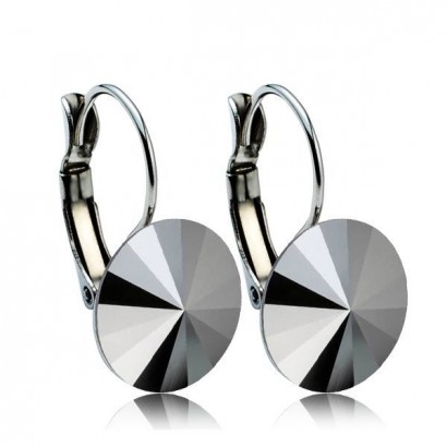 Ocelové náušnice s krystaly Swarovski® 12 mm, JET HEMATITE