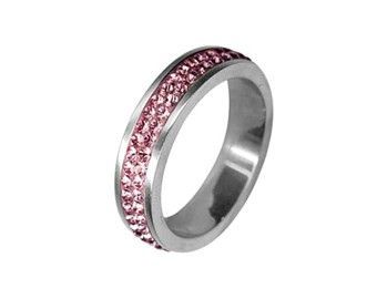 MARRE Prsten chirurgická ocel s krystaly Swarovski RSSW02 rose