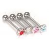 Piercing do jazyku činka s krystalky PPUB207